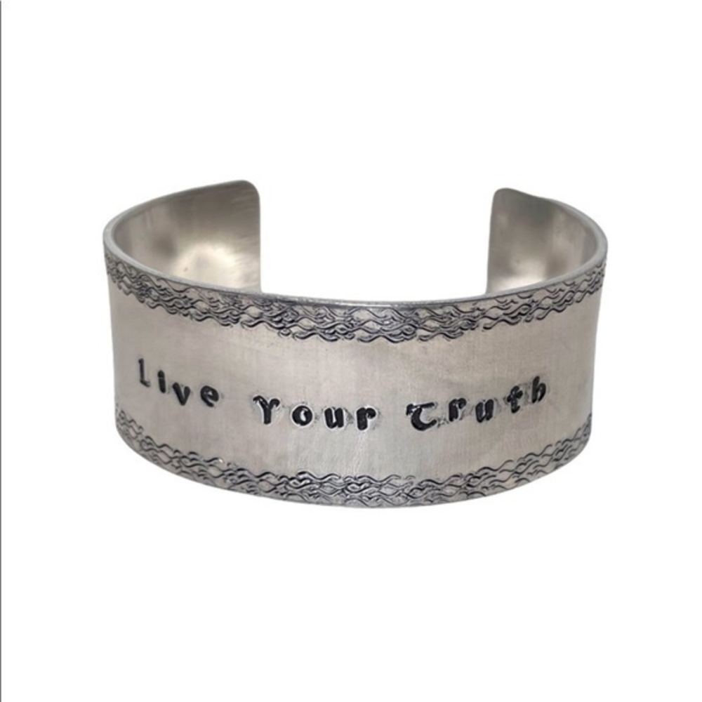 Bracelet handmade stamped “Live Your Truth” adjustable hypoallergenic bracelet